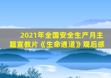 2021年全国安全生产月主题宣教片《生命通道》观后感