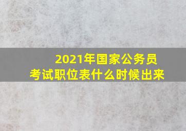 2021年国家公务员考试职位表什么时候出来