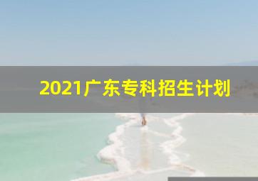 2021广东专科招生计划