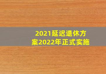 2021延迟退休方案2022年正式实施