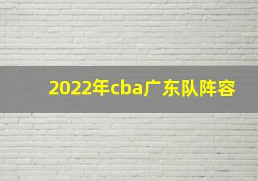 2022年cba广东队阵容