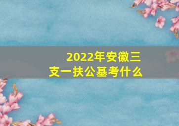 2022年安徽三支一扶公基考什么