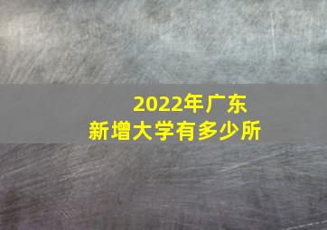 2022年广东新增大学有多少所