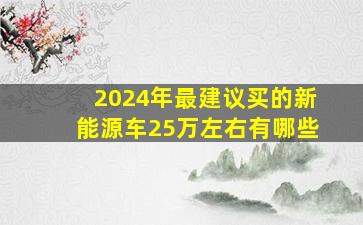 2024年最建议买的新能源车25万左右有哪些