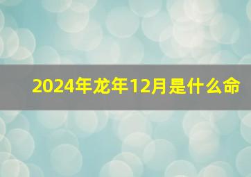 2024年龙年12月是什么命