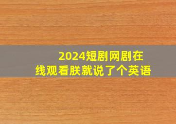 2024短剧网剧在线观看朕就说了个英语