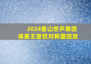 2024釜山世乒赛团体赛王楚钦对韩国回放