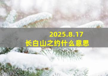 2025.8.17长白山之约什么意思