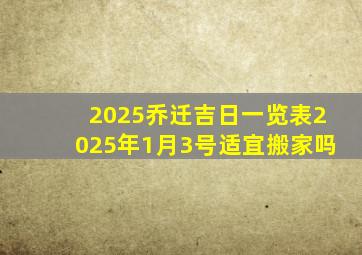 2025乔迁吉日一览表2025年1月3号适宜搬家吗