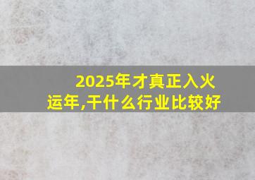 2025年才真正入火运年,干什么行业比较好