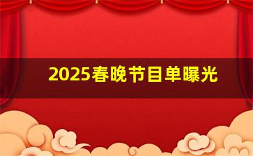 2025春晚节目单曝光