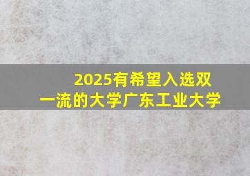 2025有希望入选双一流的大学广东工业大学