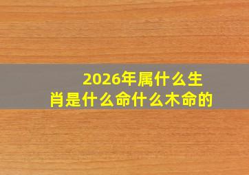 2026年属什么生肖是什么命什么木命的