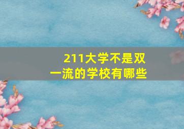 211大学不是双一流的学校有哪些