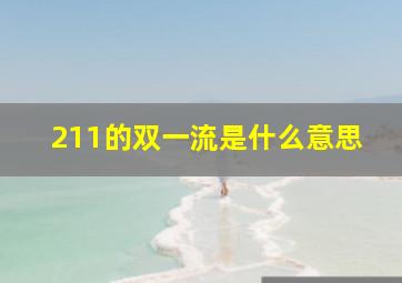 211的双一流是什么意思