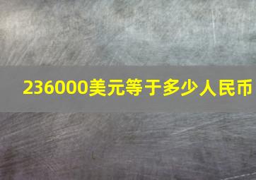 236000美元等于多少人民币