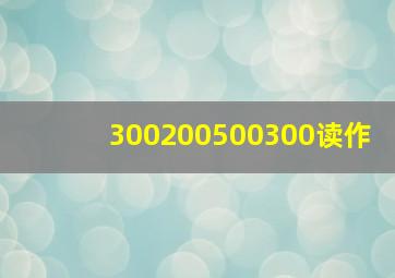 300200500300读作