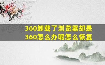 360卸载了浏览器却是360怎么办呢怎么恢复