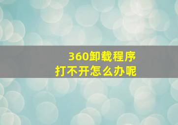 360卸载程序打不开怎么办呢