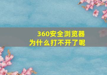 360安全浏览器为什么打不开了呢