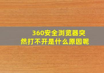 360安全浏览器突然打不开是什么原因呢