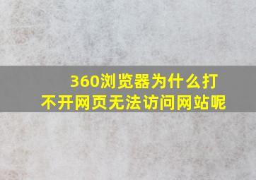 360浏览器为什么打不开网页无法访问网站呢