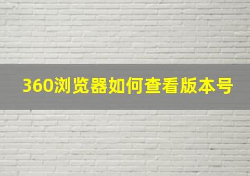 360浏览器如何查看版本号