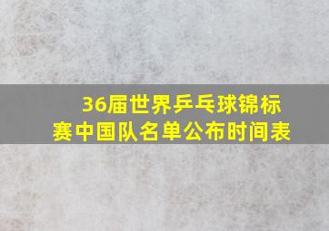 36届世界乒乓球锦标赛中国队名单公布时间表