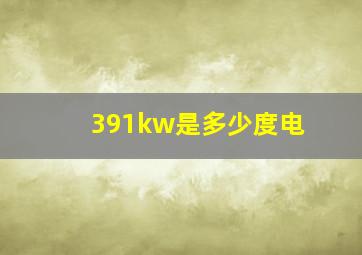 391kw是多少度电