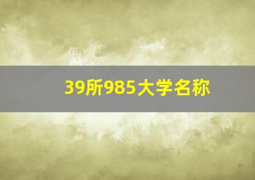 39所985大学名称