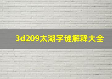 3d209太湖字谜解释大全