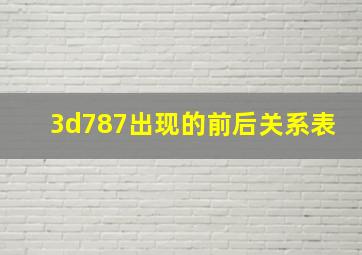 3d787出现的前后关系表