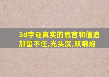 3d字谜真实的谎言和值追加留不住,光头汉,双响炮