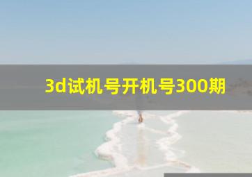 3d试机号开机号300期