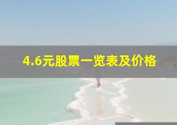 4.6元股票一览表及价格