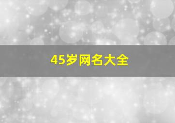 45岁网名大全