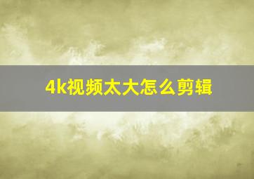 4k视频太大怎么剪辑