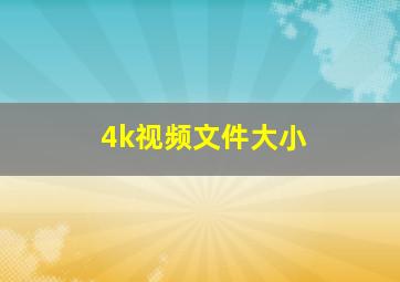 4k视频文件大小