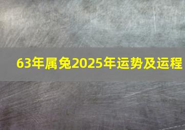 63年属兔2025年运势及运程