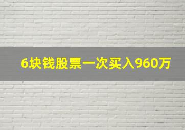 6块钱股票一次买入960万