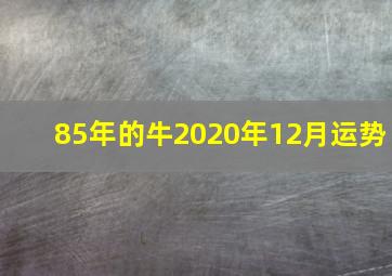 85年的牛2020年12月运势