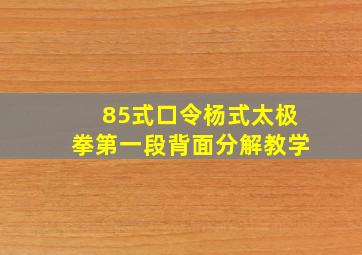 85式口令杨式太极拳第一段背面分解教学