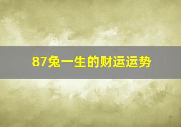 87兔一生的财运运势