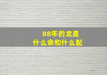 88年的龙是什么命和什么配