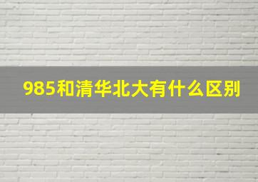 985和清华北大有什么区别