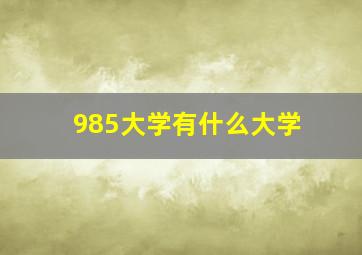 985大学有什么大学