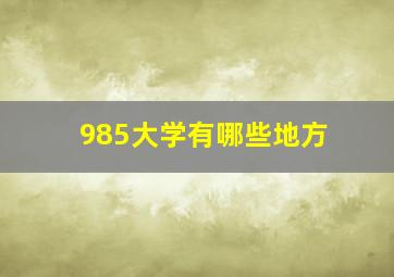 985大学有哪些地方