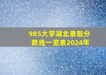 985大学湖北录取分数线一览表2024年