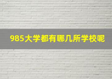 985大学都有哪几所学校呢