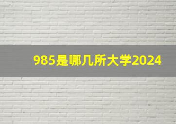 985是哪几所大学2024